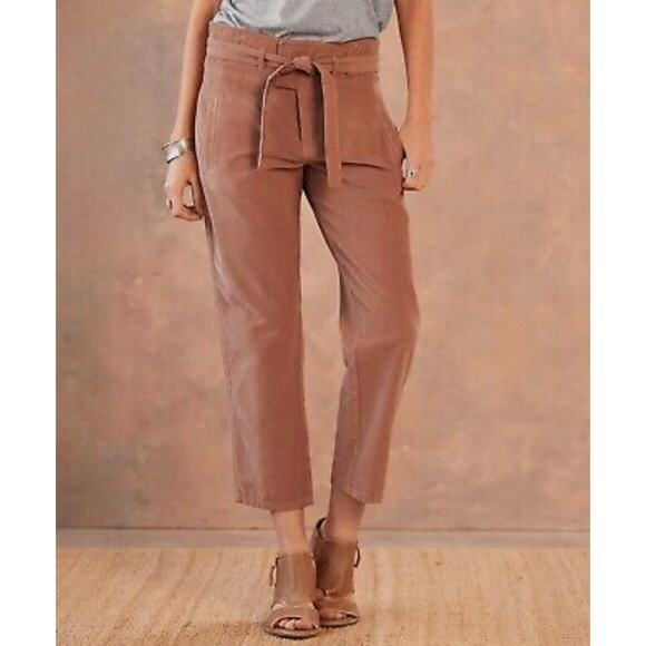 Sundance Emily Softest Corduroy Crop Pants Tie Coral Casual Relax Sz 16 - Picture 1 of 12